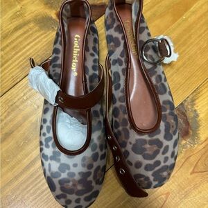 Brown Leopard Print Mary Jane Flats